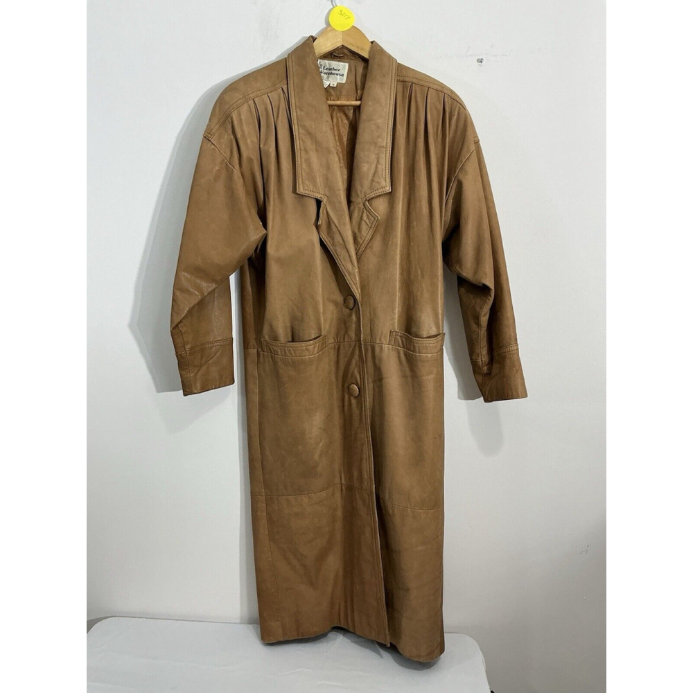Womans The Leather Warehouse Medium Brown Full Length Leather Trenchcoat